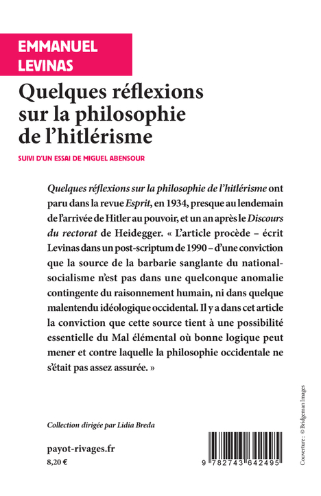 Quelques réflexions sur la philosophie de l'hitlérisme